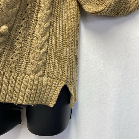 J.Crew Azra Cable Knit Pullover Sweater Women Medium Tan Mock Neck Wool Blend - Picture 9 of 16